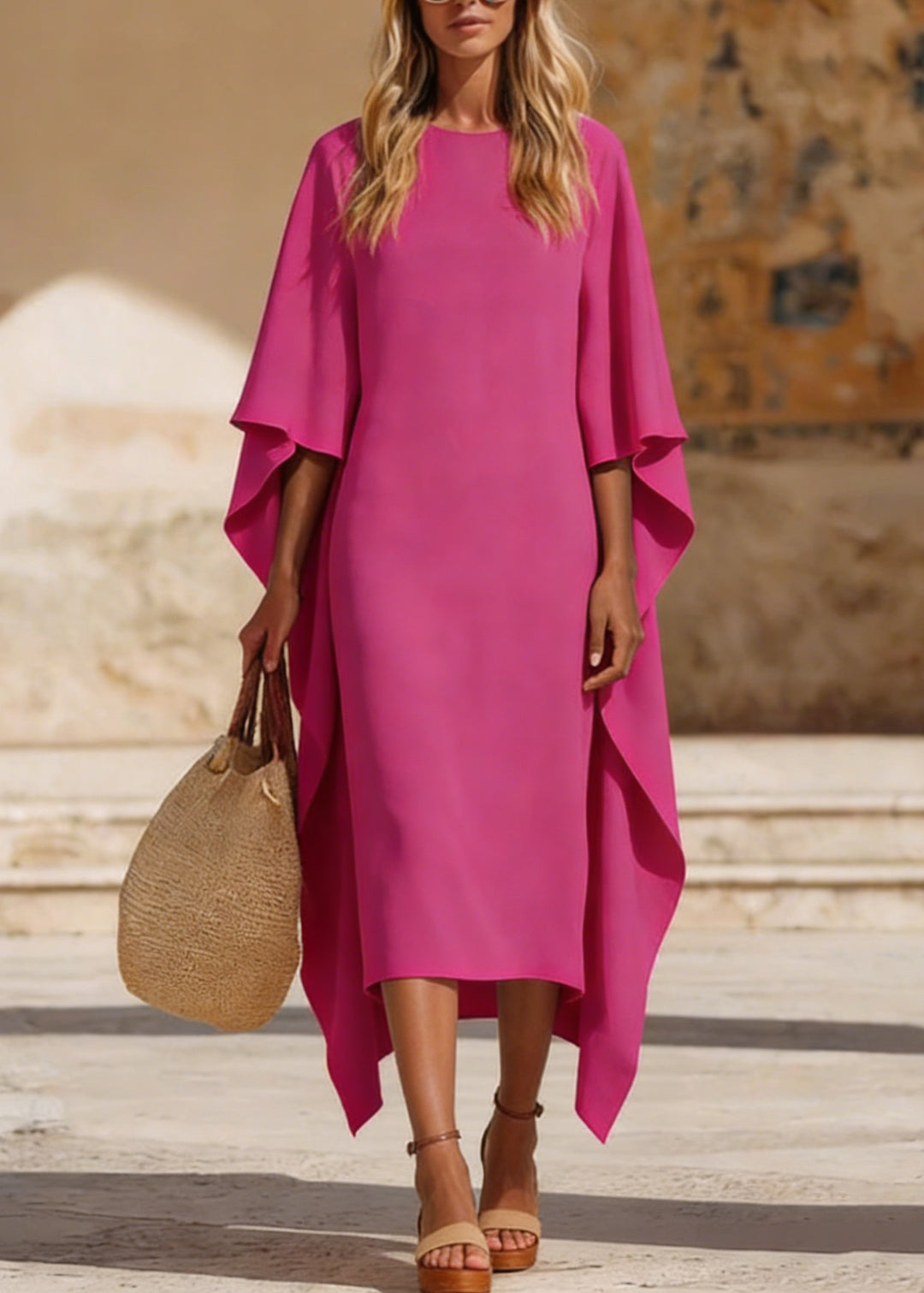 Chic Rose Asymmetrical Design Holiday Maxi Dress Spring