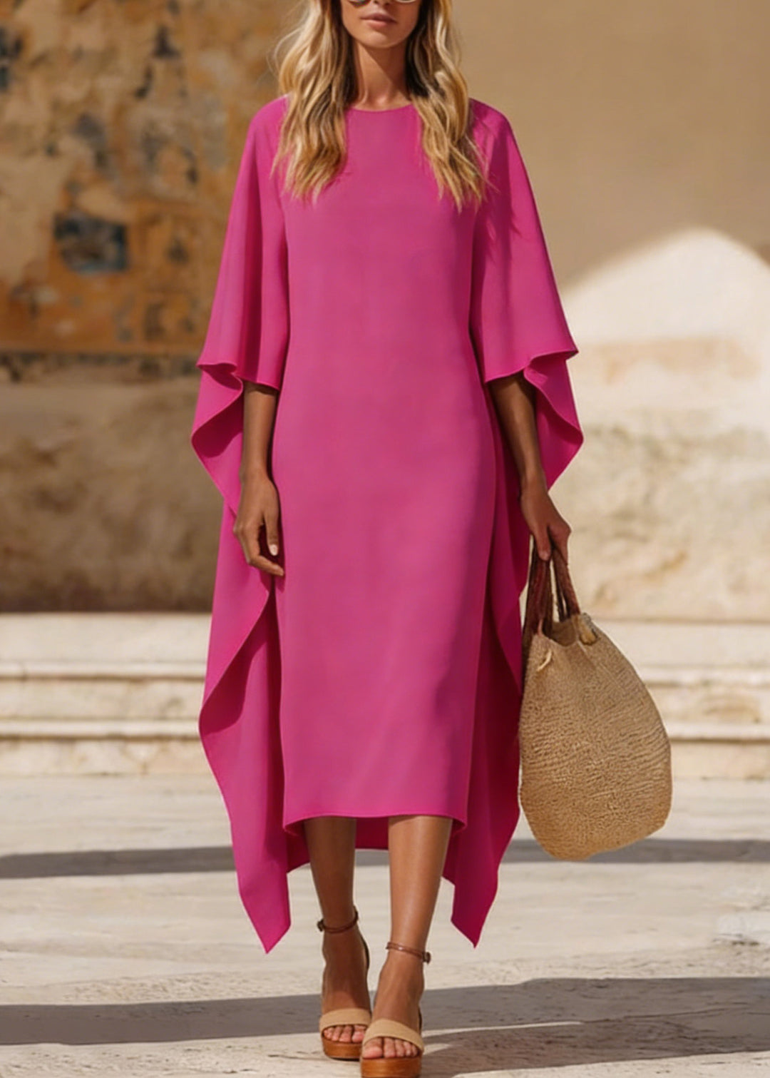 Chic Rose Asymmetrical Design Holiday Maxi Dress Spring