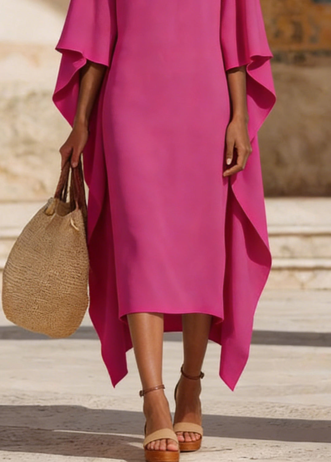 Chic Rose Asymmetrical Design Holiday Maxi Dress Spring
