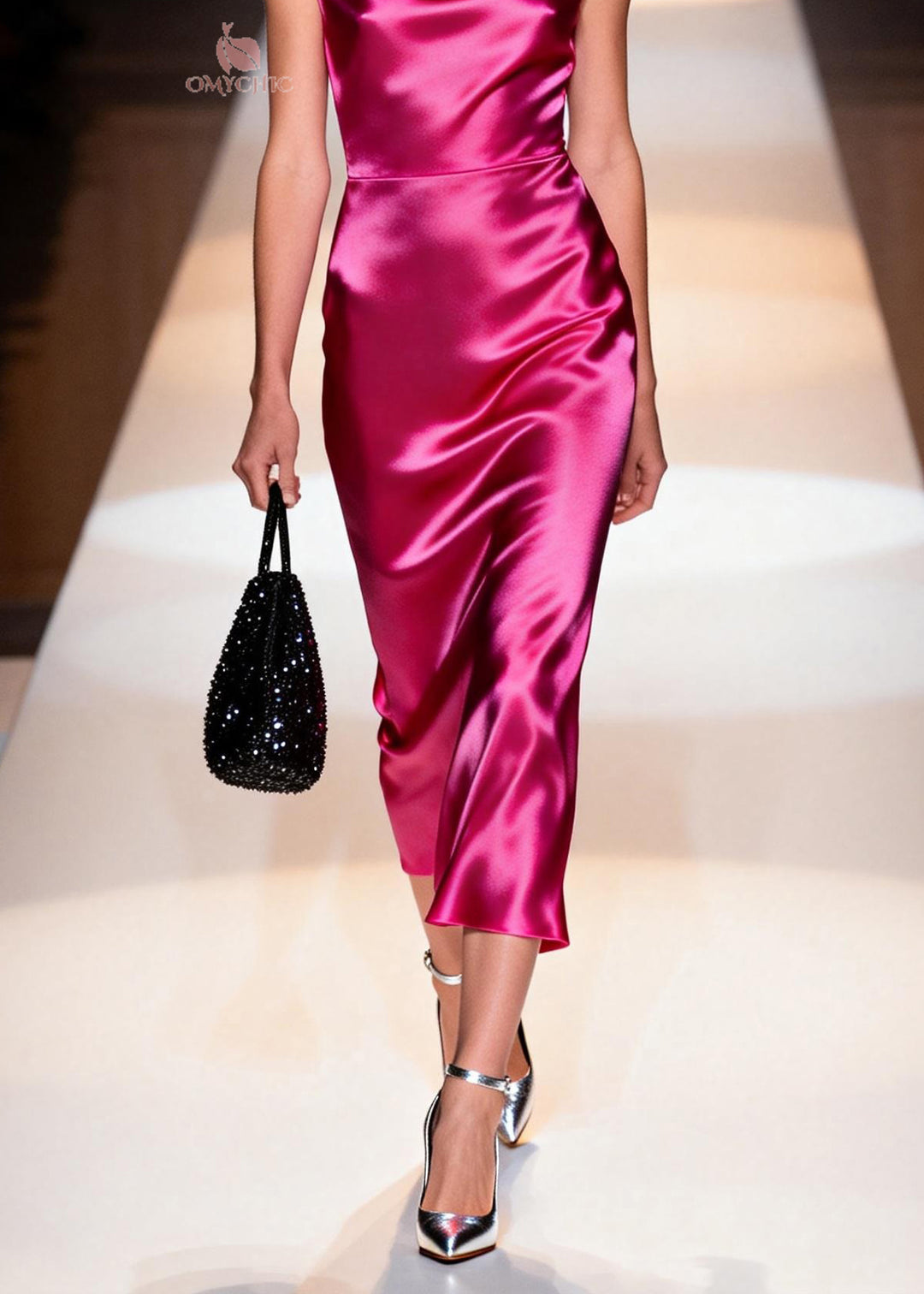 Chic Rose Draping Collar Silk Maxi Dresses Summer