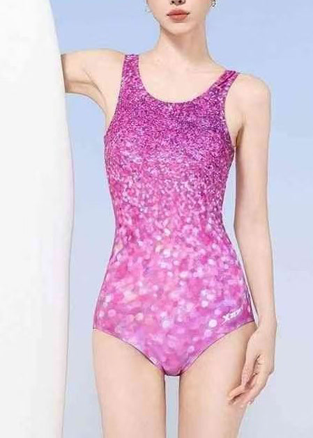 Chic Rose Print Backless Swimwear Bodysuit Tops