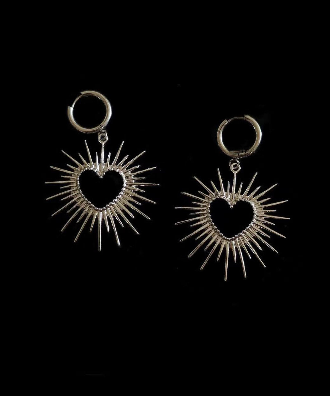 Chic Silk Alloy Hollow Out Love Hoop Earrings