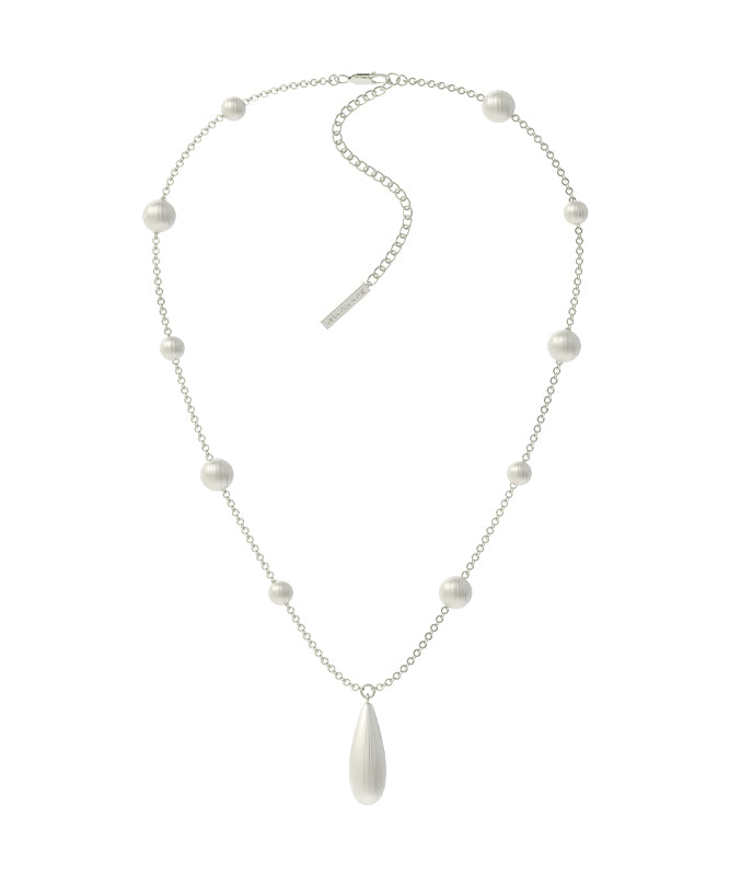 Chic Silk Copper Silver-Plated Pearl Water Droplet Pendant Necklace