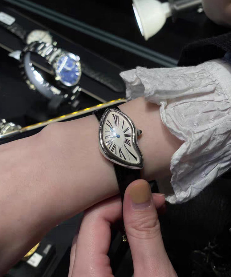 Chic Silk Leather Patchwork Asymmetrical Quartz Men Watches - Omychic