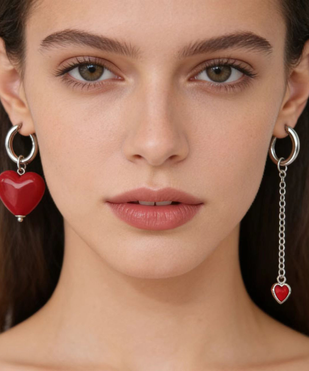 Chic Silk Stainless Steel Asymmetrical Love Drop Earrings