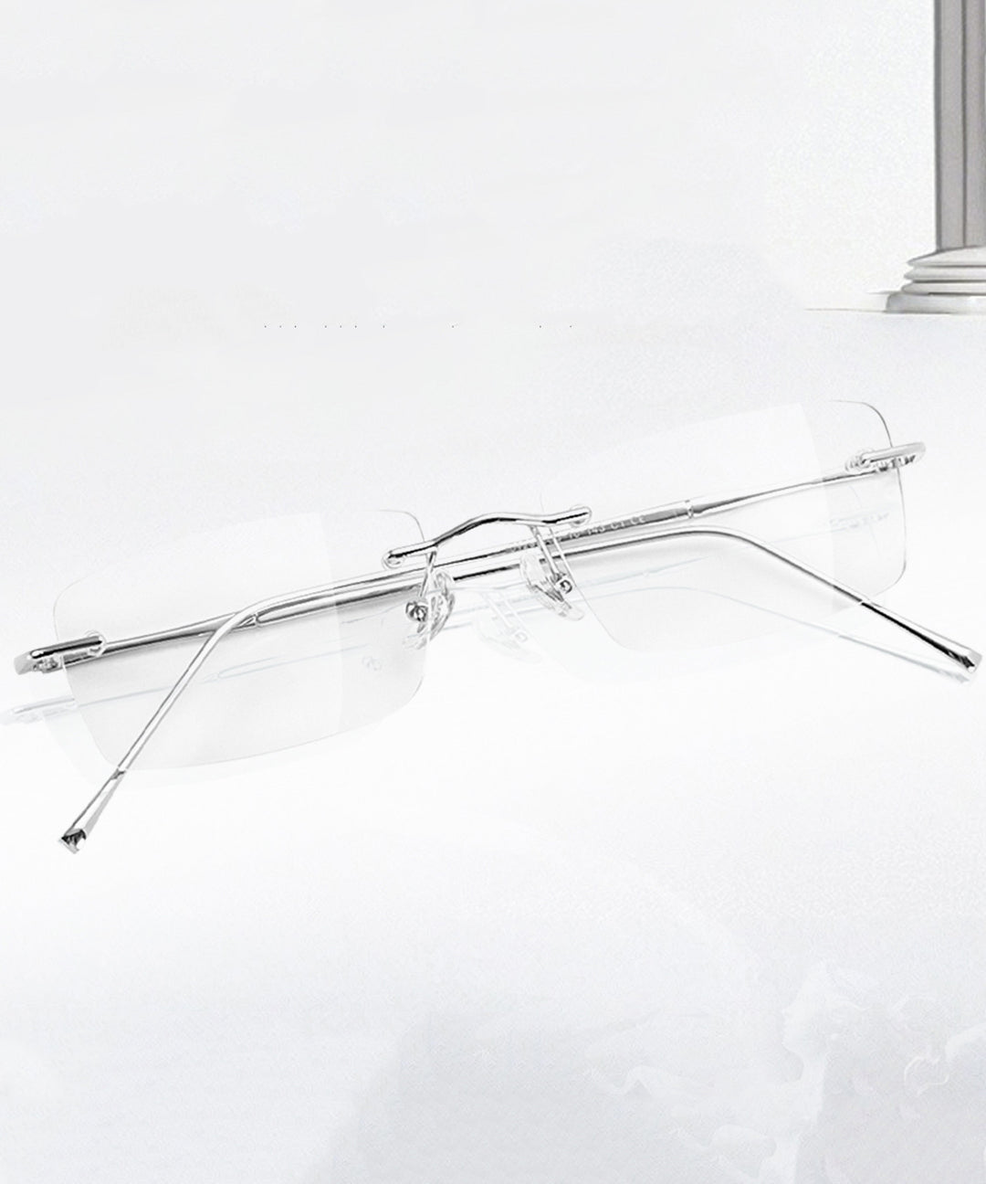 Chic Silk Titanium Alloy Squar Rimless Reading Glasses