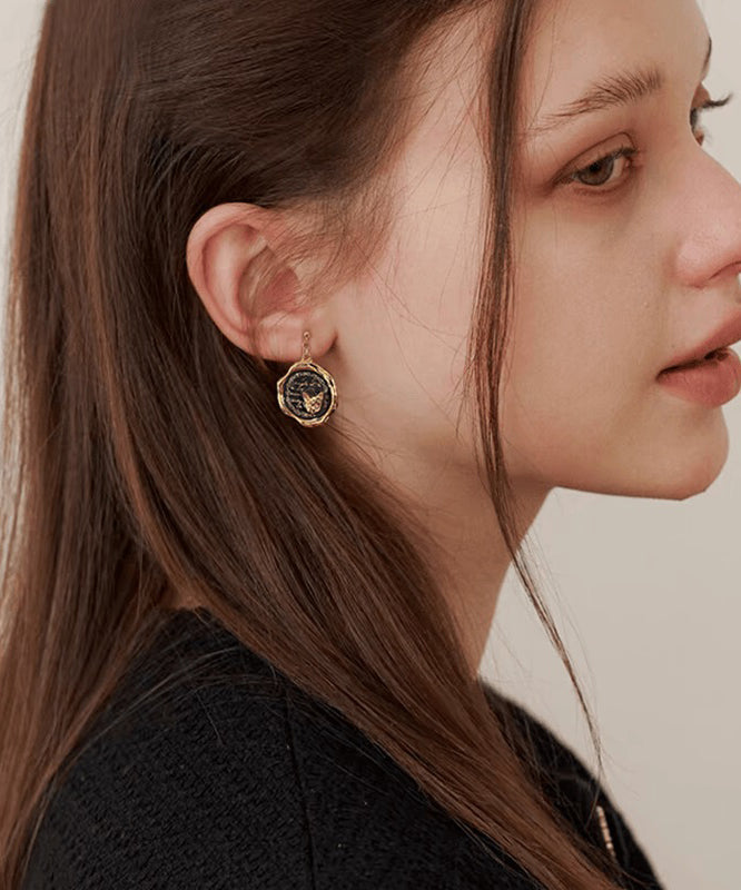 Chic Sterling Silver Overgild Pearl Kitten Asymmetrical Drop Earrings