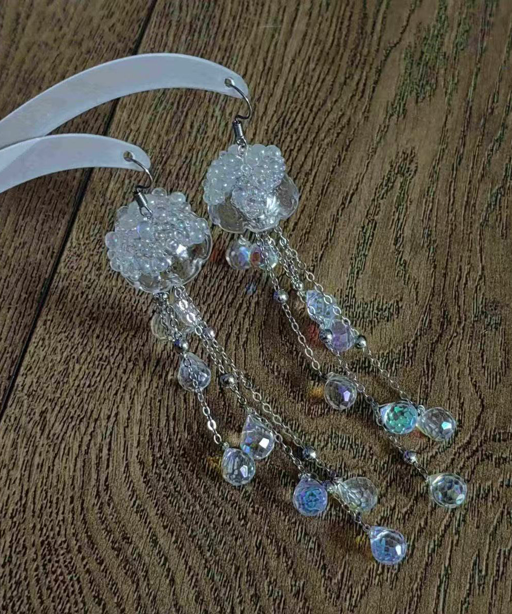 Chic Transparent Acrylic Titanium Steel Ear Hook Jellyfish Tassel Drop Earrings