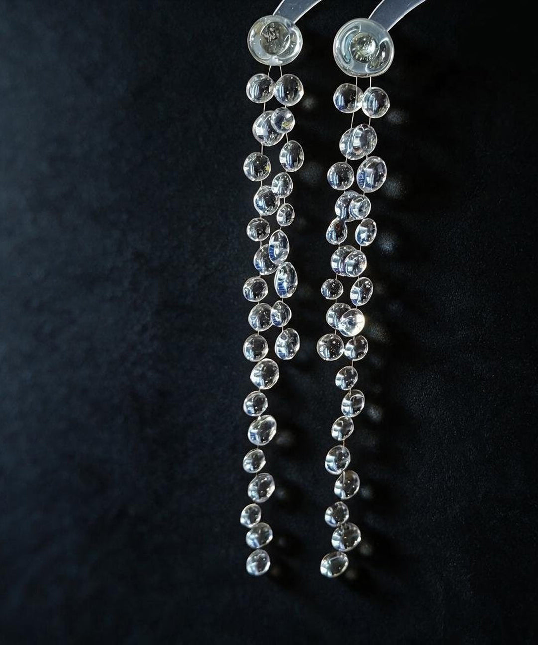 Chic Transparent Resin Silver Needle Long Tassel Drop Earrings