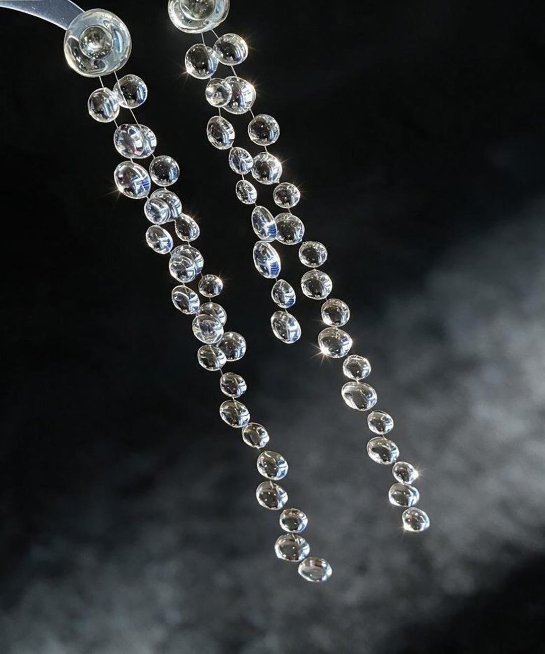 Chic Transparent Resin Silver Needle Long Tassel Drop Earrings