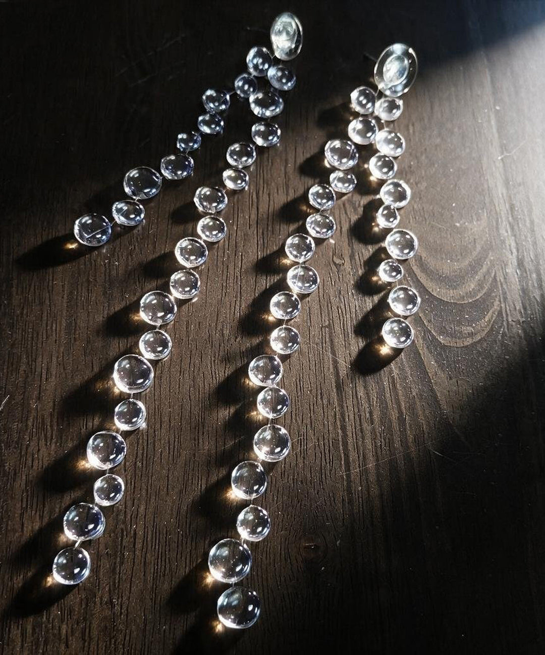 Chic Transparent Resin Silver Needle Long Tassel Drop Earrings