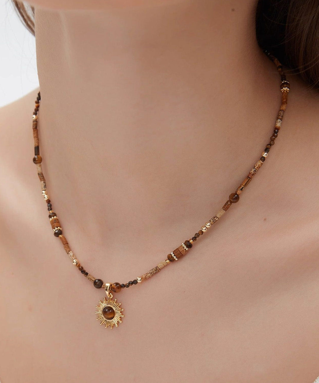 Chic Tungsten steel Gem Stone Pendant Necklace