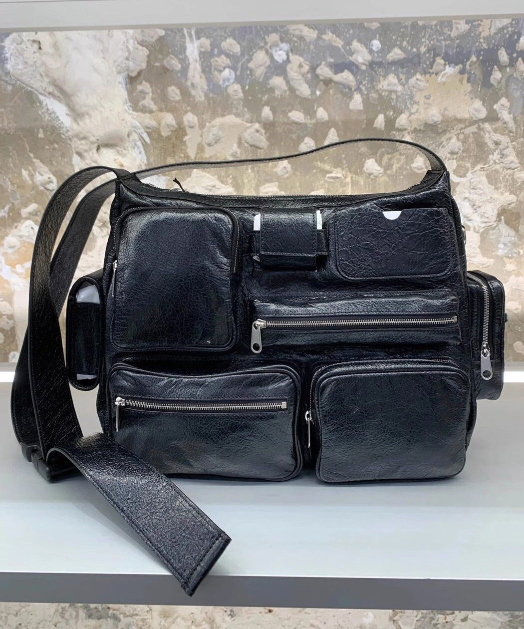 Chic Versatile Black Pockets Faux Leather CrossBody Bag