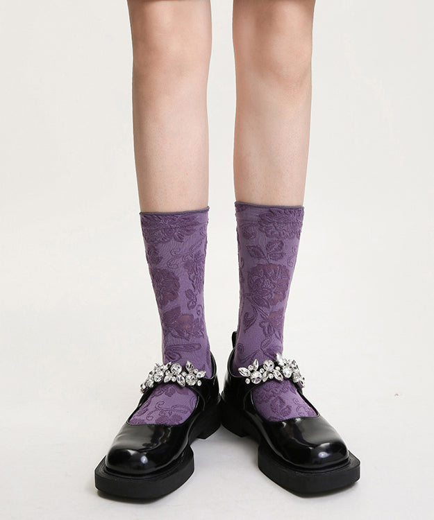 Chic Versatile Jacquard Cotton Crew Socks