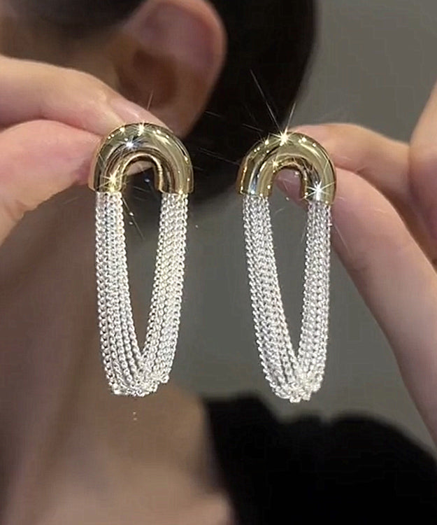 Chic Versatile U-Shaped Metal Chain Tassel Earrings