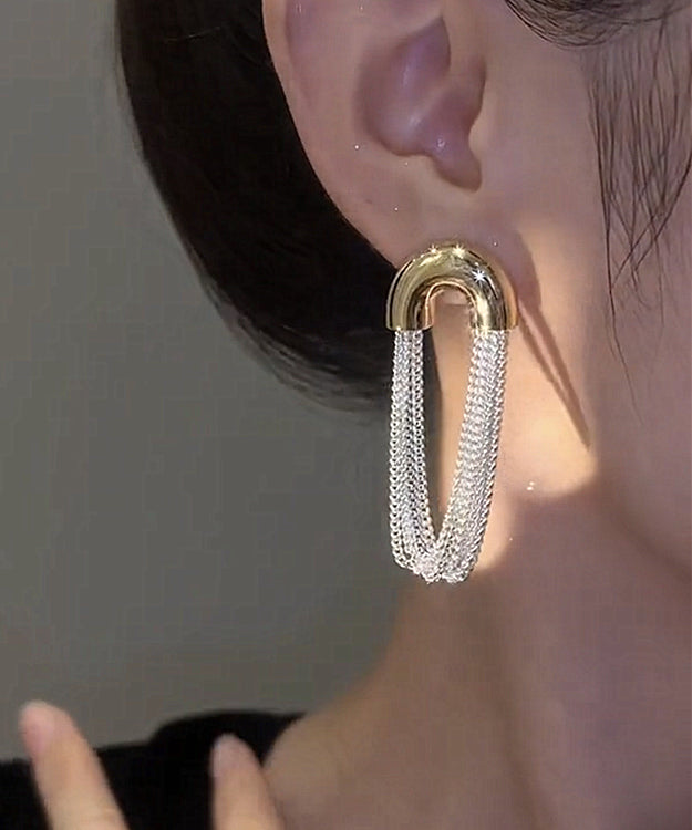 Chic Versatile U-Shaped Metal Chain Tassel Earrings
