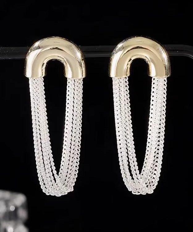 Chic Versatile U-Shaped Metal Chain Tassel Earrings