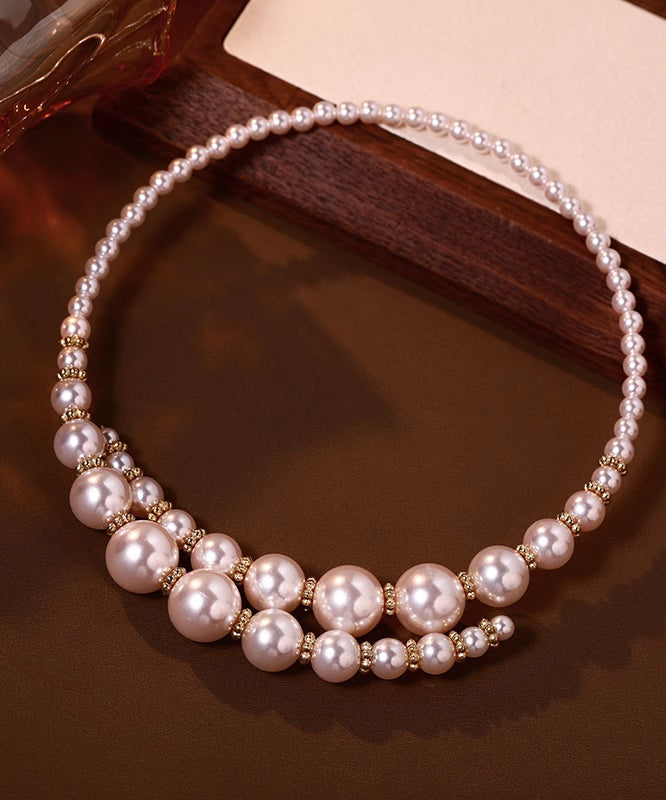 Chic White Alloy Pearl Beading Collar Necklace