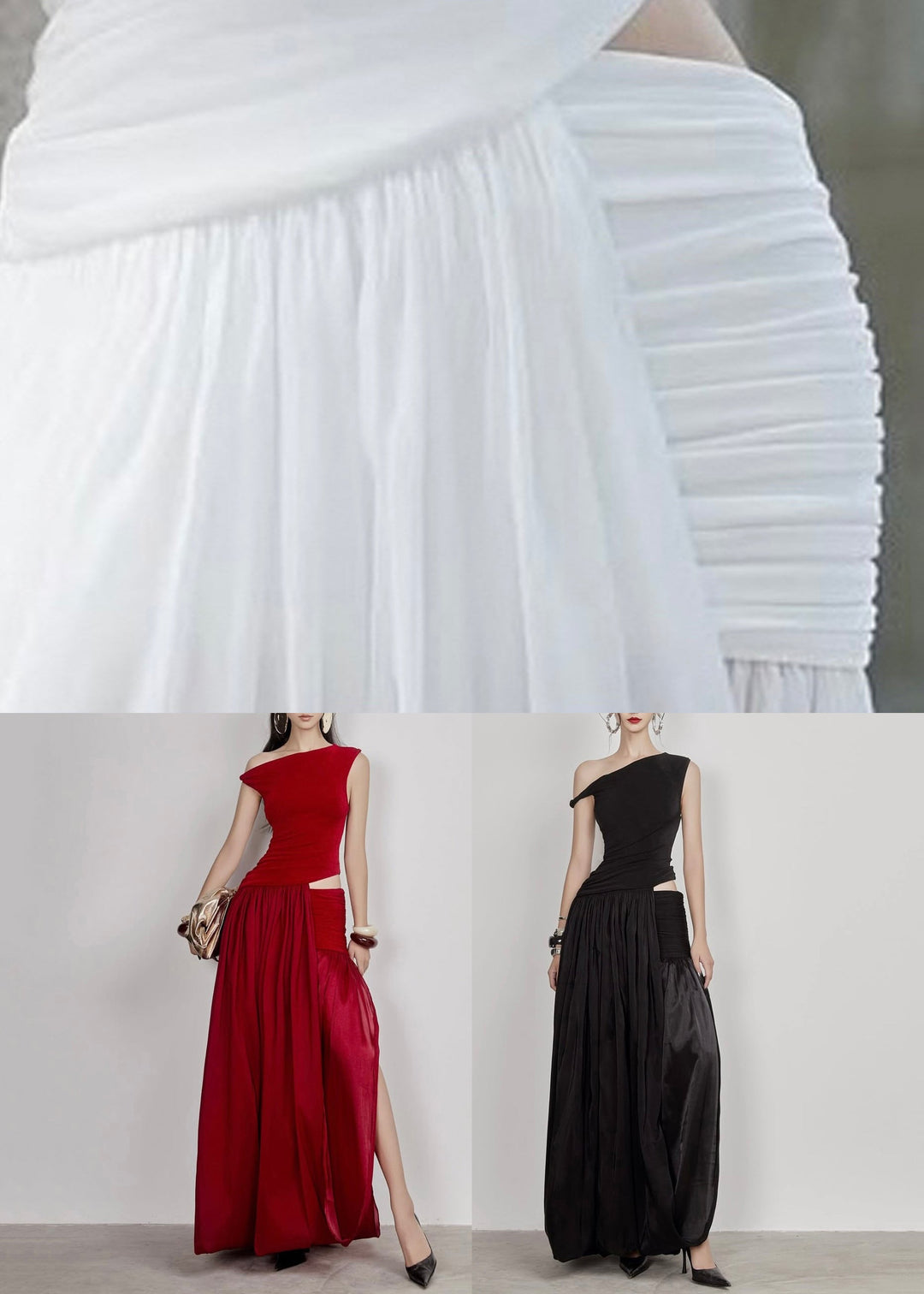 Chic White Asymmetrical Wrinkled Side Open Cotton Dress Summer