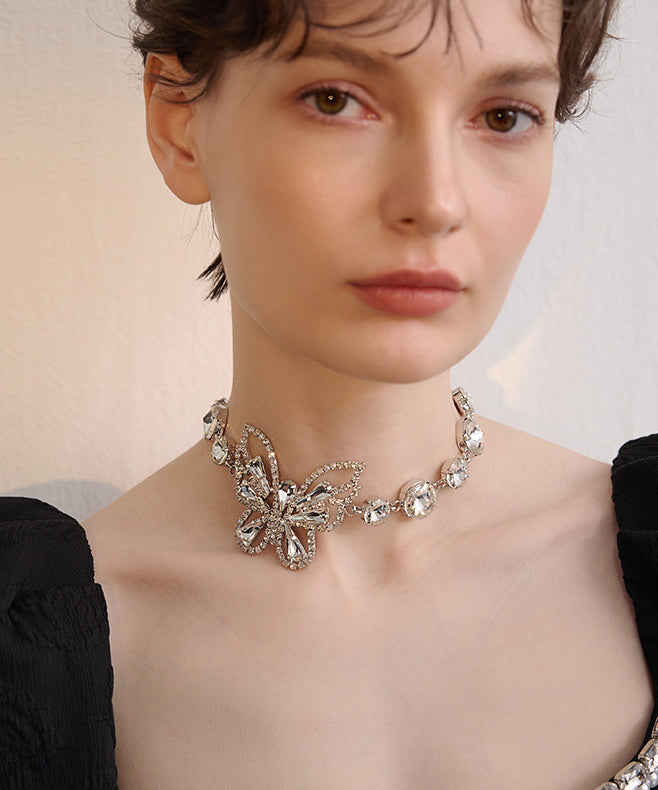 Chic White Butterfly Sparkling Zircon Choker - Omychic