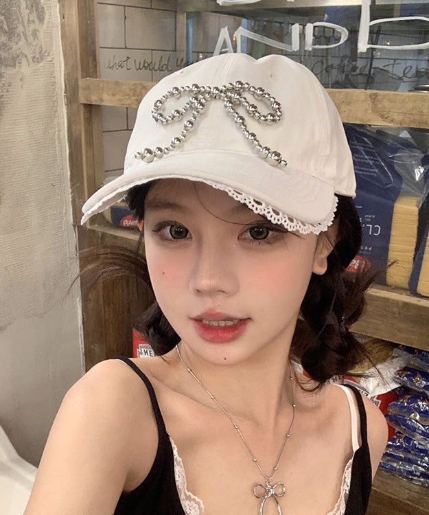 Chic White Lace Bow Versatile Baseball Cap Hat