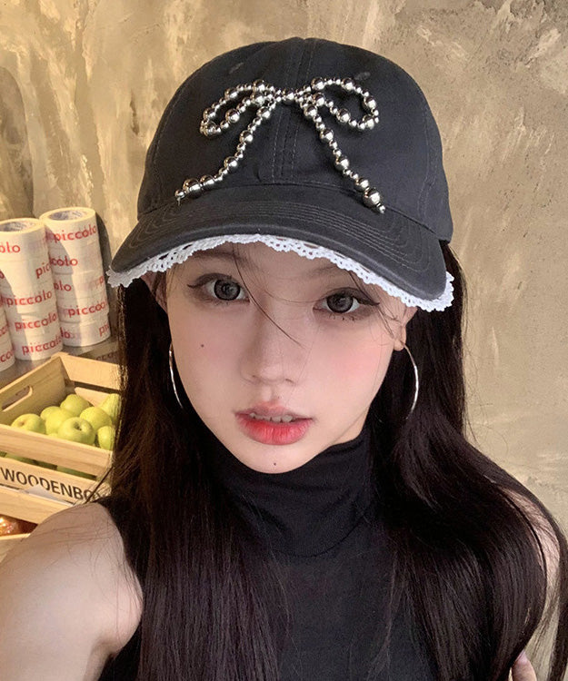 Chic White Lace Bow Versatile Baseball Cap Hat
