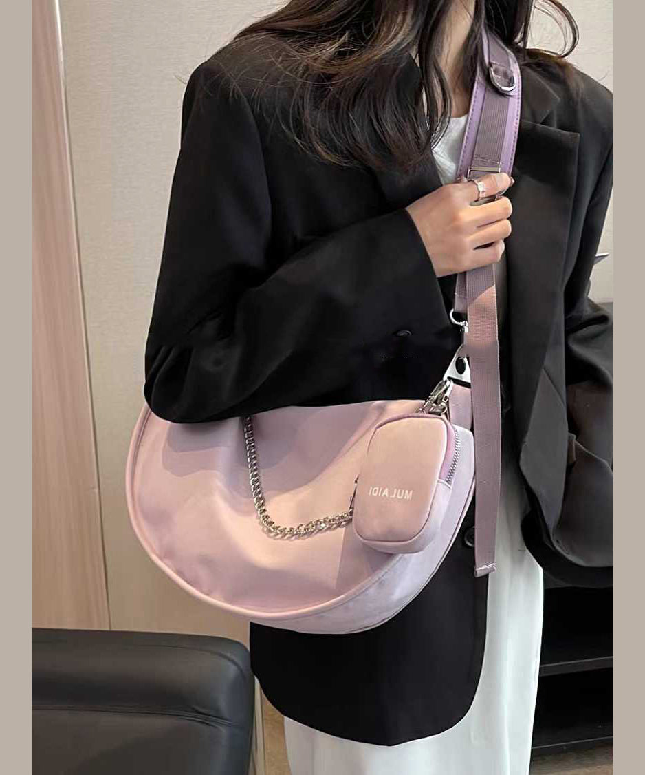 Chic White Large Capacity Canvas Hobo Bag