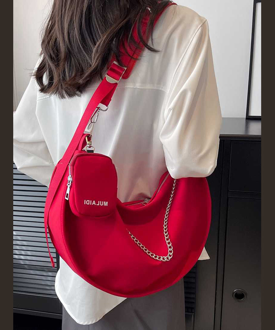 Chic White Large Capacity Canvas Hobo Bag