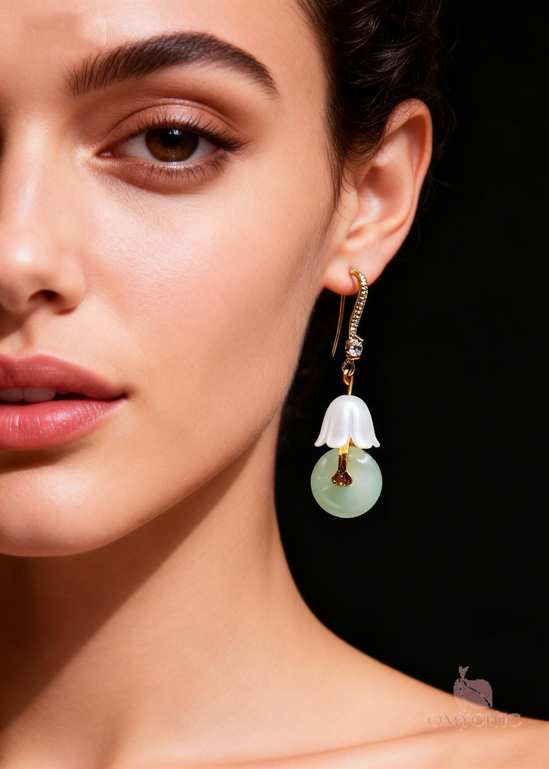Chic White Lily Of The Valley Fine Jade Drop Earrings