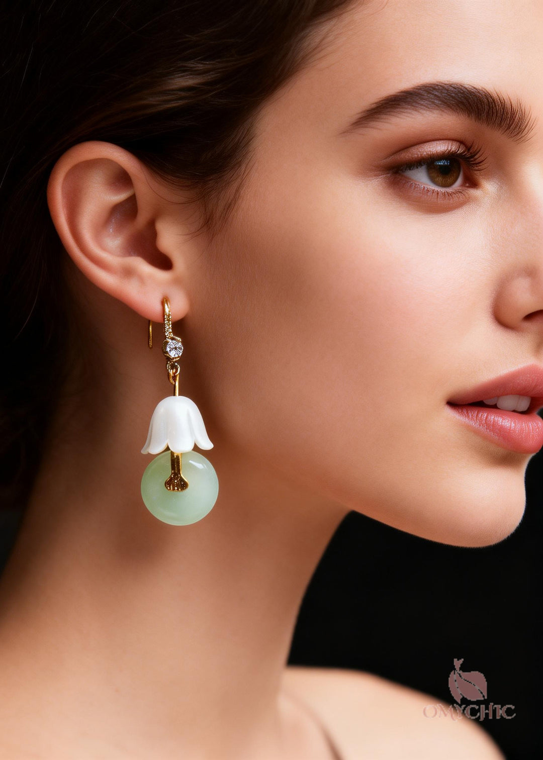 Chic White Lily Of The Valley Fine Jade Drop Earrings