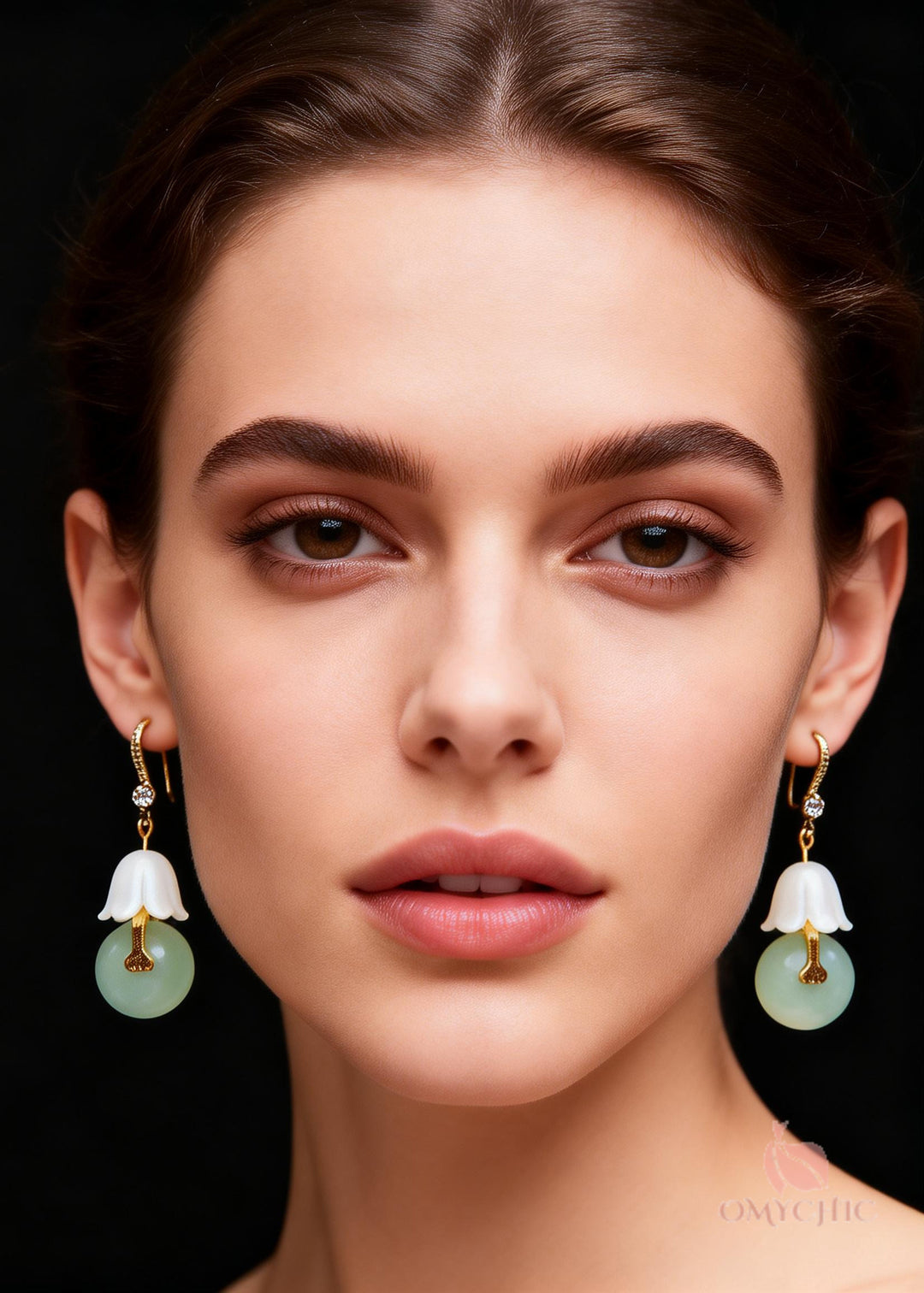 Chic White Lily Of The Valley Fine Jade Drop Earrings