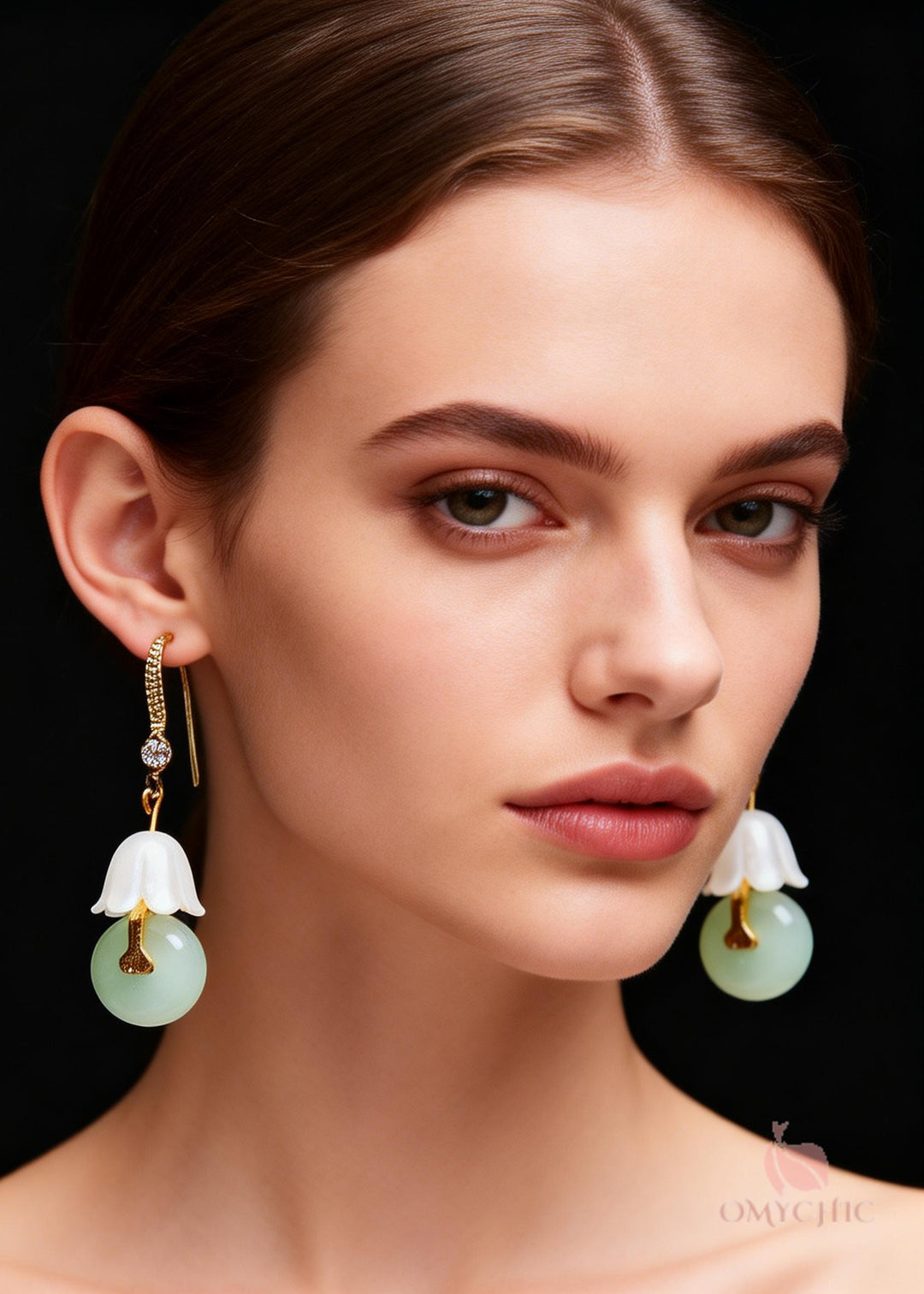 Chic White Lily Of The Valley Fine Jade Drop Earrings