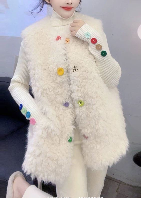 Chic White Oversized Warm Fuzzy Fur Fluffy Vests Winter
