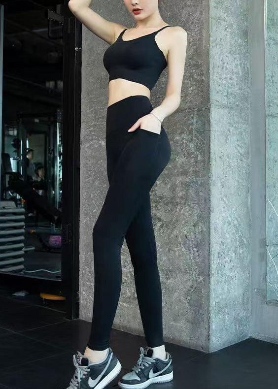 Chic Yellow Butt Scrunch Sports Bra And Leggings Three Pieces Set Suit
