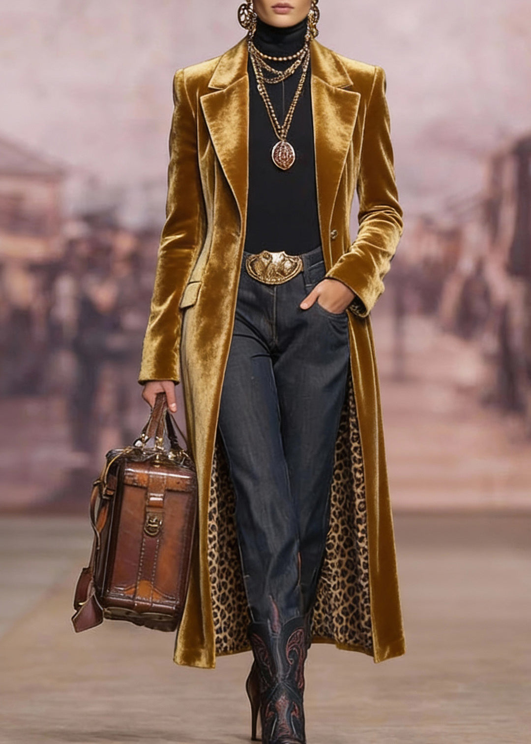 Chic Yellow Peter Pan Collar Pockets Velvet Trench Spring