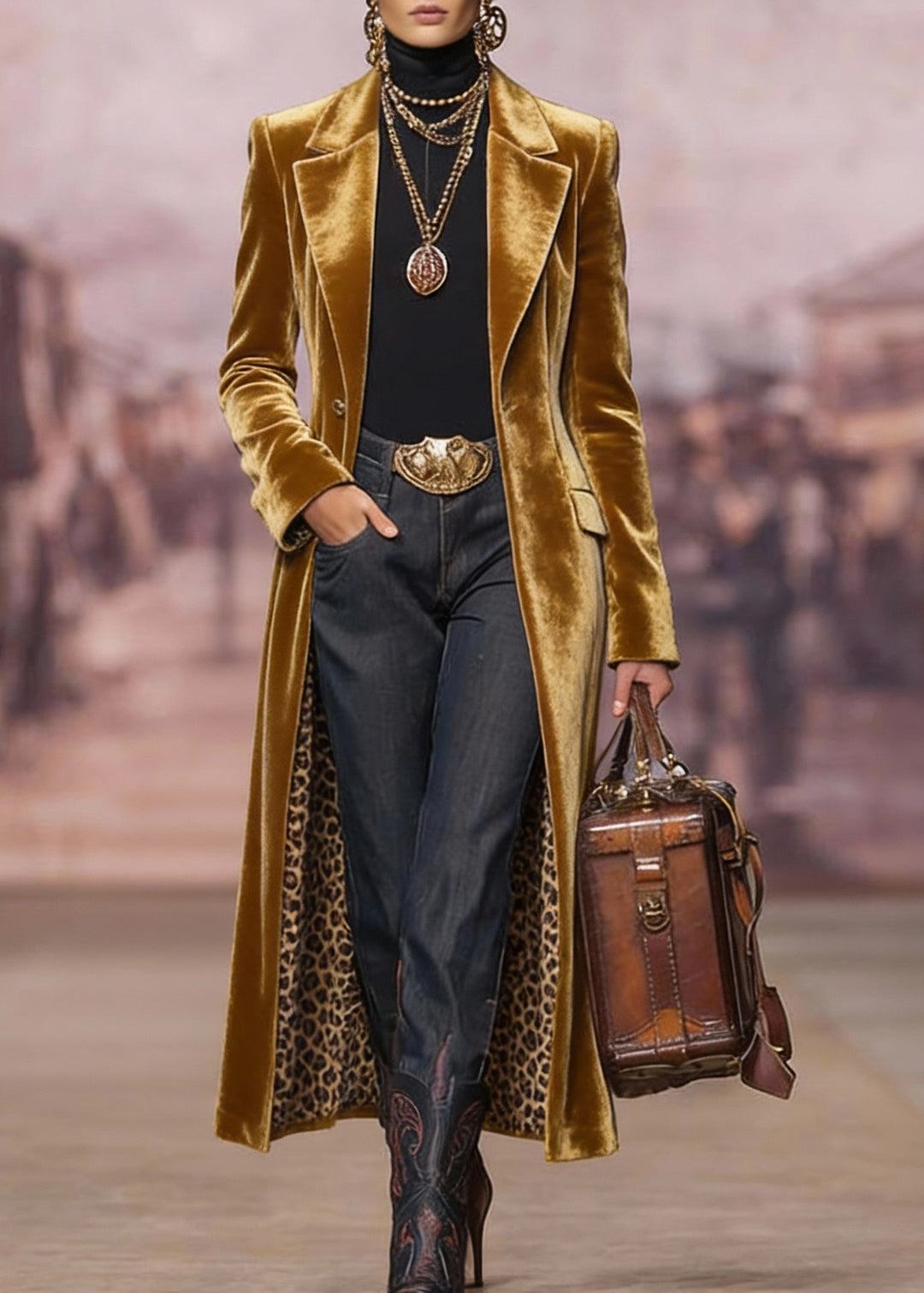 Chic Yellow Peter Pan Collar Pockets Velvet Trench Spring