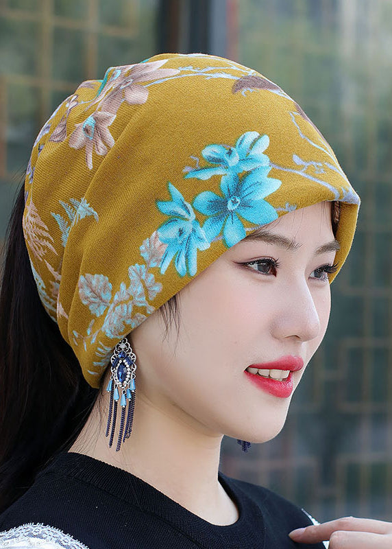 Chic Yellow Print Cozy Bonnie Hat