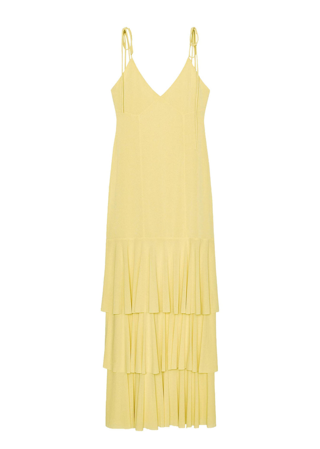Chic Yellow Ruffled Patchwork Chiffon Spaghetti Strap Dress Summer