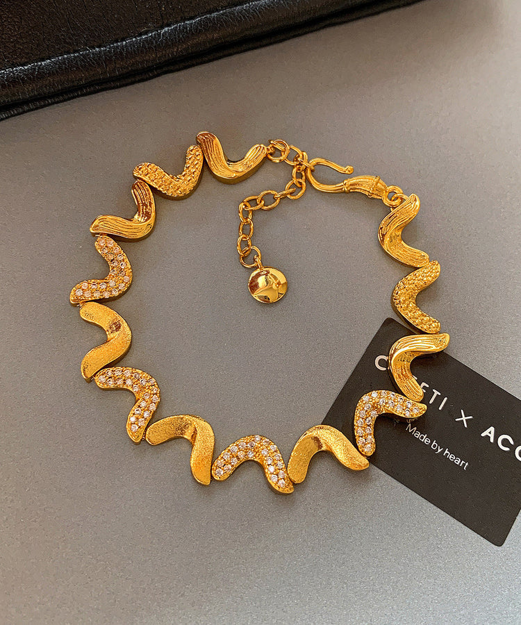 Chic Zircon Double-layer Metal And Pearl Bracelet Two Pieces Set - Omychic