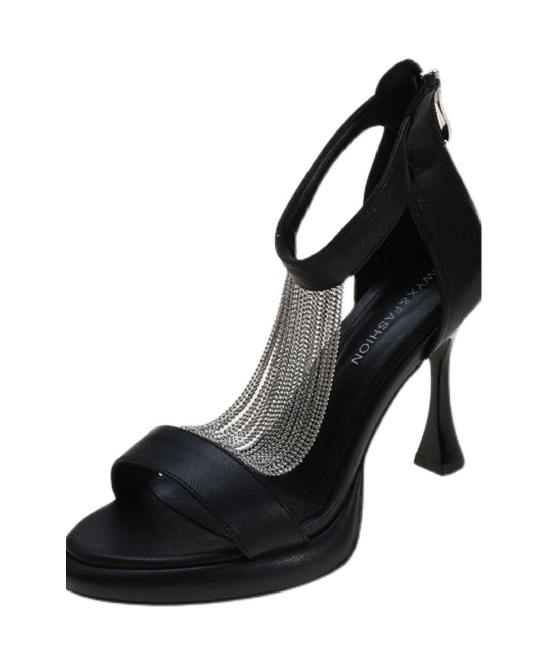 Chic Zircon Splicing High Heel Sandals Beige Faux Leather