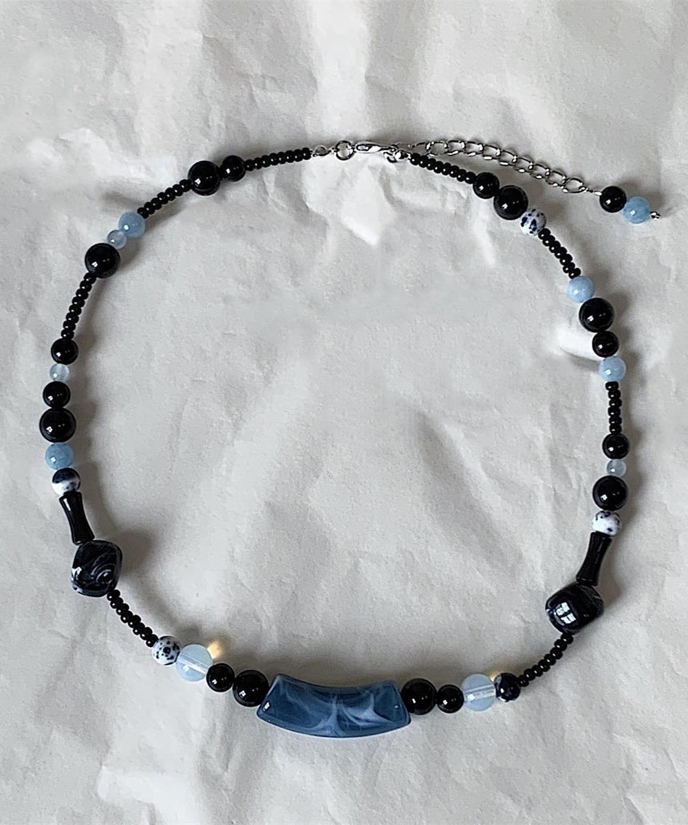Chinese Style Black Alloy Beading Gratuated Bead Necklace
