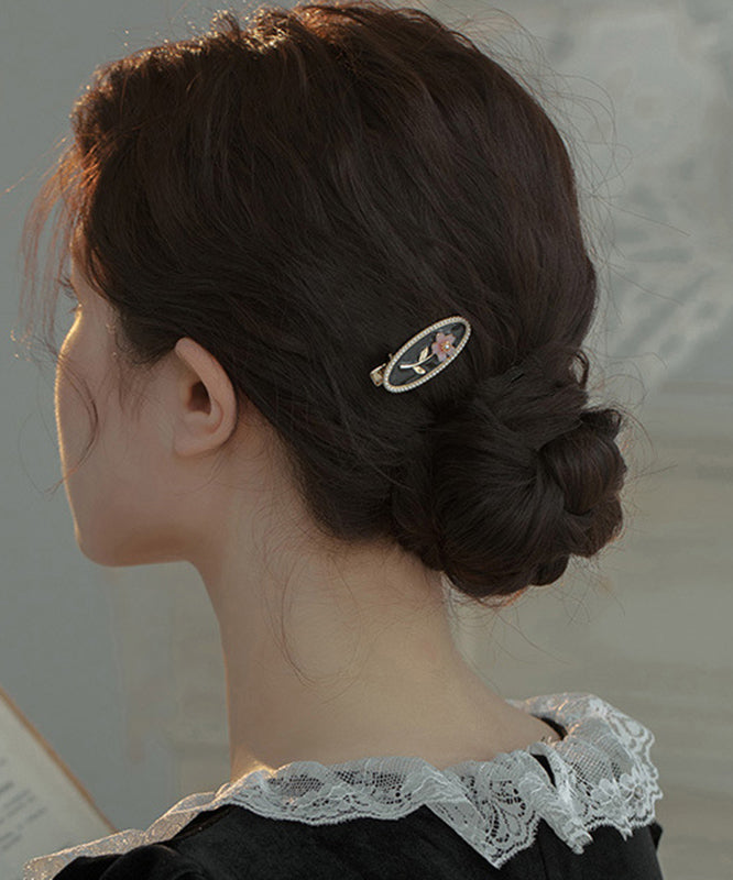 Chinese Style Black Alloy Pearl Resin Hairpin