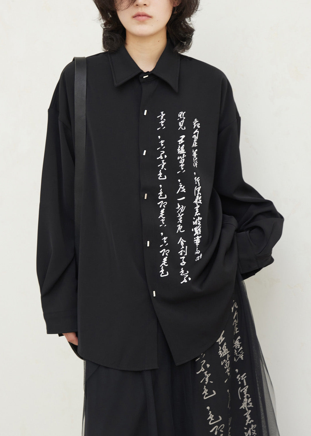 Chinese Style Black Peter Pan Collar Tops Lantern Sleeve
