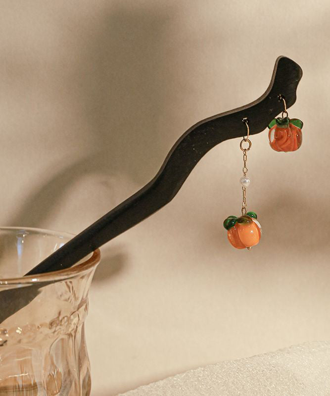Chinese Style Black Wooden Persimmons Tassel Hairpin
