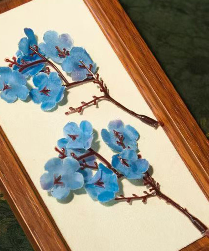 Chinese Style Blue Alloy Acrylic Floral Hairpin Suit