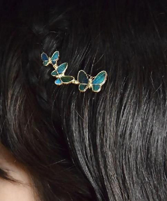 Chinese Style Blue Alloy Butterfly Hairpin