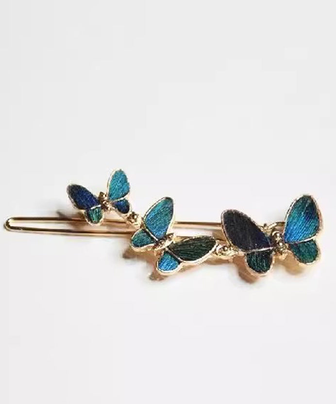 Chinese Style Blue Alloy Butterfly Hairpin