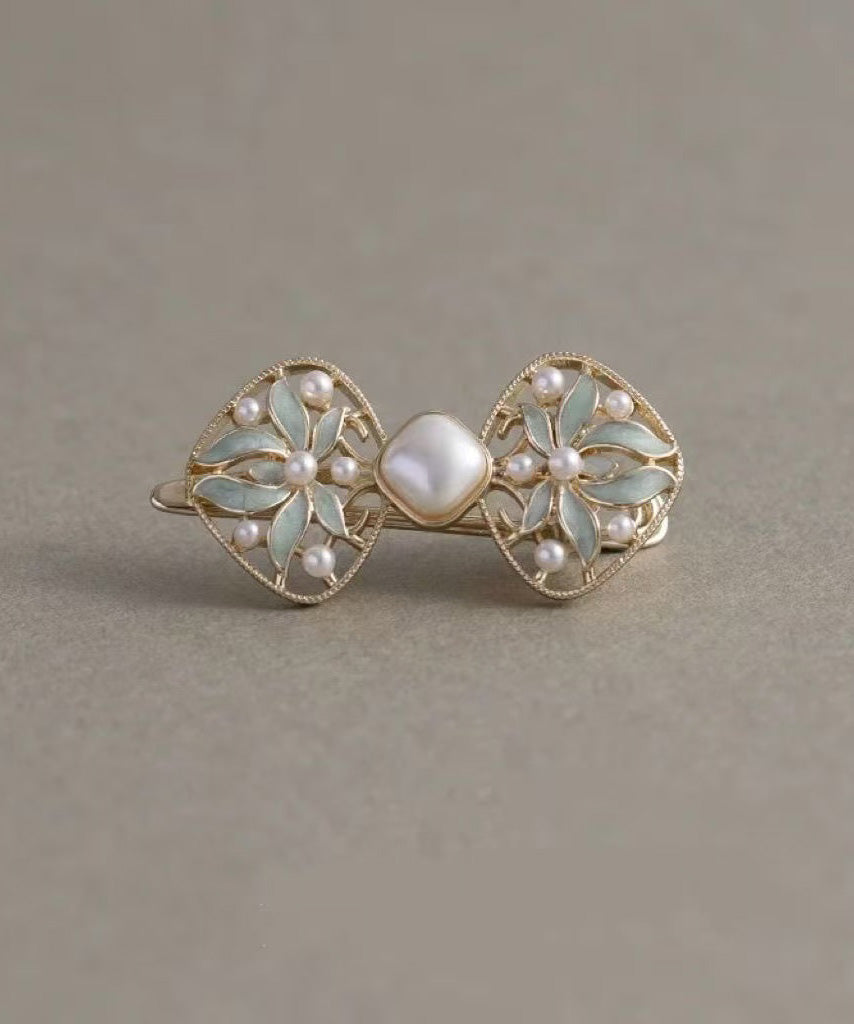 Chinese Style Blue Alloy Pearl Hollow Out Hairpin