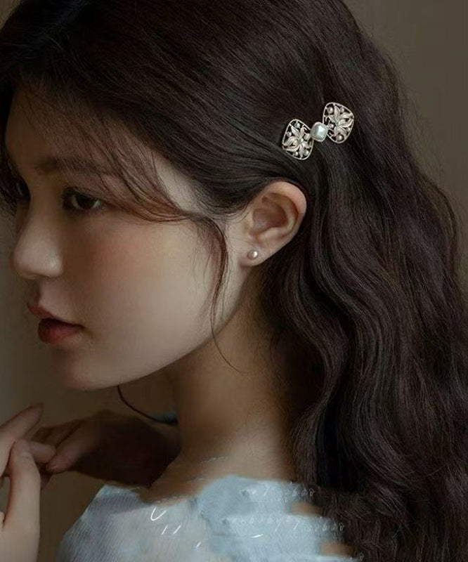 Chinese Style Blue Alloy Pearl Hollow Out Hairpin