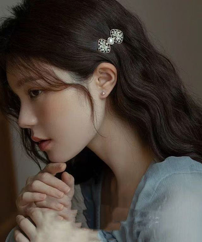 Chinese Style Blue Alloy Pearl Hollow Out Hairpin